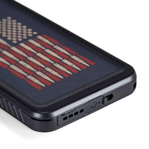 Blue Bullet American Flag Galaxy S24 Plus Waterproof Case